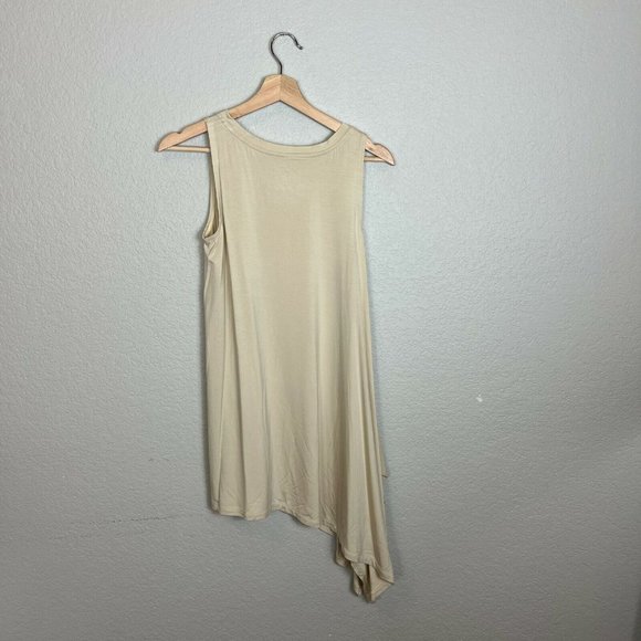 LOGO Lori Goldstein Knit Tank Size XS Exaggerated Asymmetric Hem Coconut A305434 - Picture 5 of 12